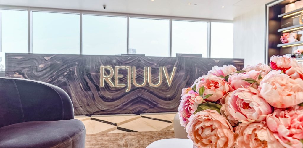 Luxury reception lobby at Rejuuv Medi Spa in Yorkville, an award-winning provider of high-quality rejuvenation therapies.